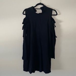 Black long sleeve open shoulder dress